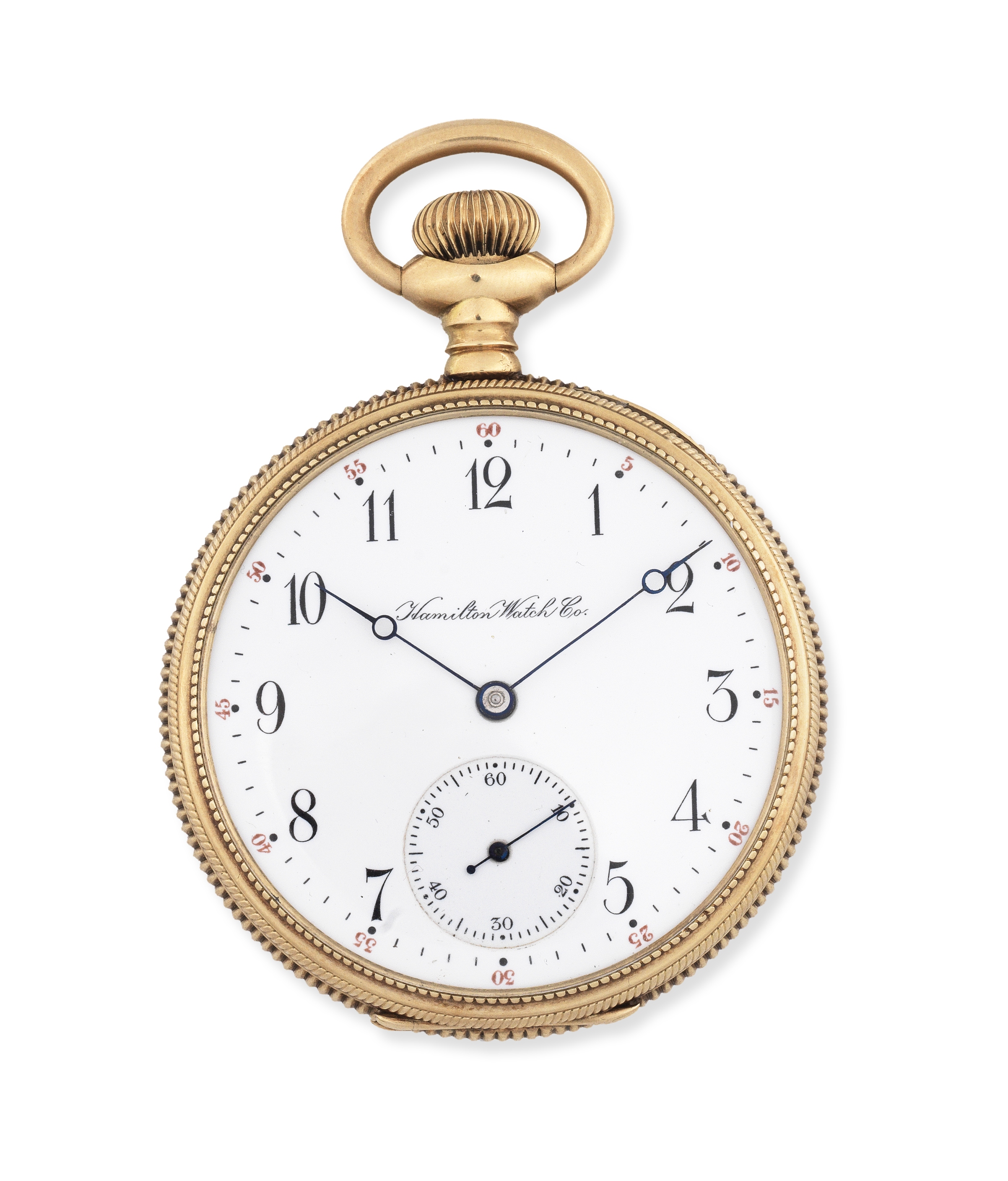 Hamilton Watch Co, Lancaster, PA. A 14K gold keyless wind open face pocket watch Circa 1900