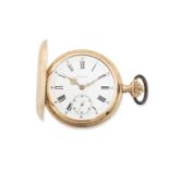 Longines. A 14k gold keyless wind open face pocket watch Circa 1890