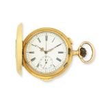 Invicta. An 18K gold keyless wind minute repeating half hunter chronograph pocket watch Circa 1900