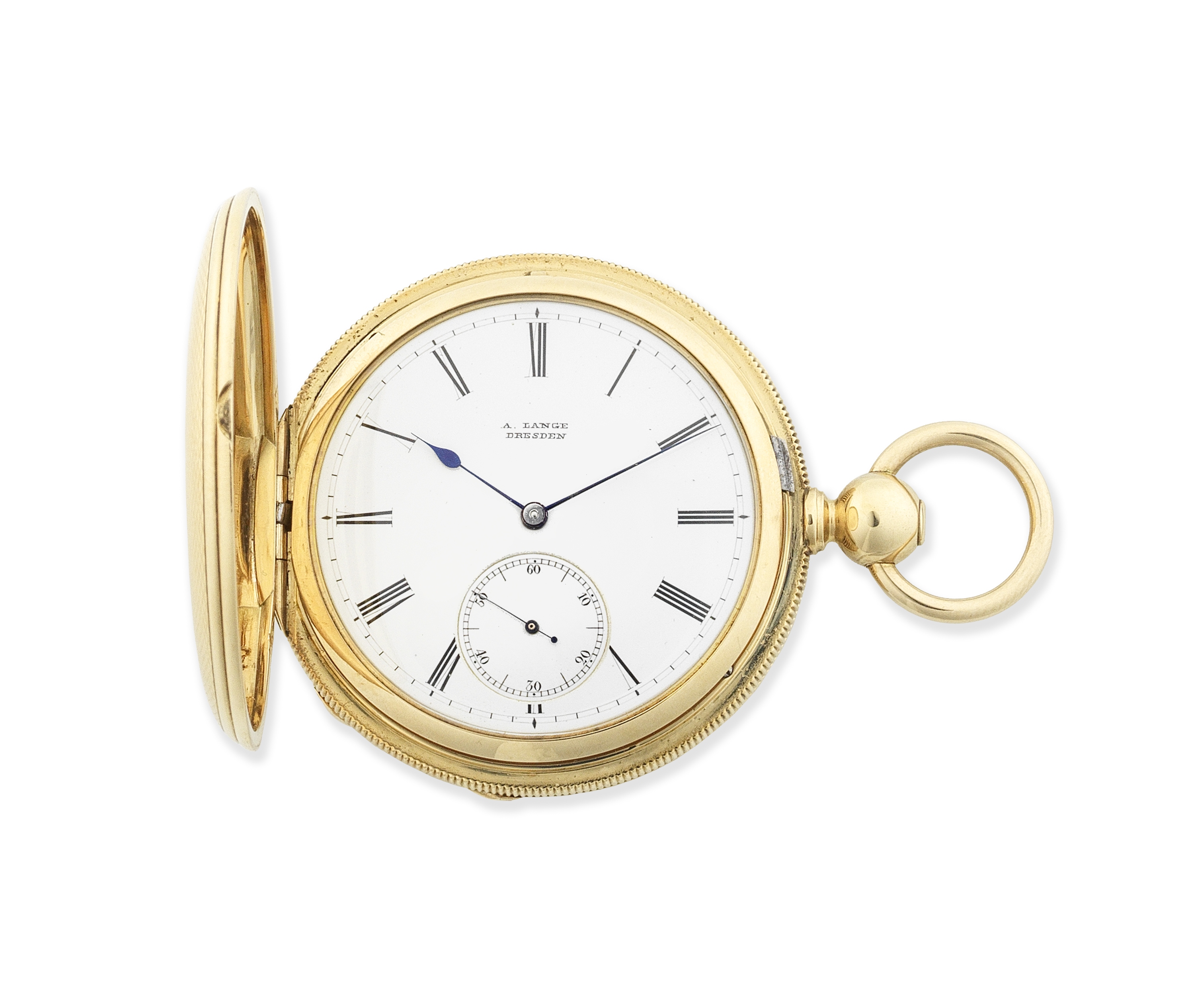 Adolph Lange, Dresden. A fine 18K gold key wind full hunter pocket watch Circa 1830