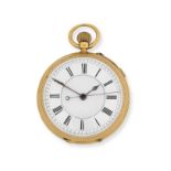 An 18K gold keyless wind open face pocket watch Chester Hallmark for 1895