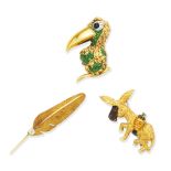 An enamel and gem-set toucan brooch, by Frascarolo, circa 1965, a gold, enamel and gem-set donkey...