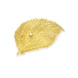 A diamond and gold leaf brooch, by Alan Martin Gard,