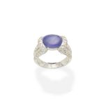 A star sapphire and diamond ring