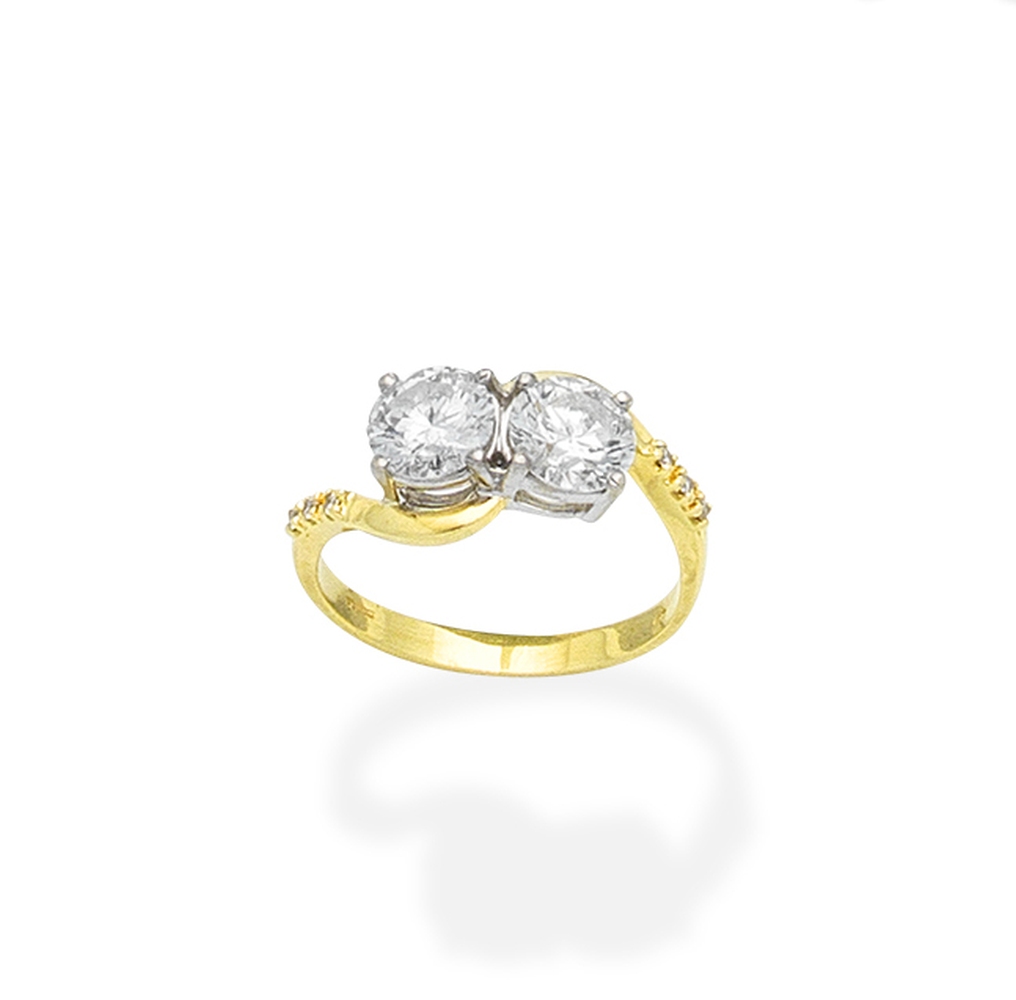 A two-stone diamond ring