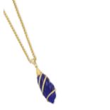 A lapis lazuli and diamond pendant