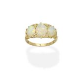 An opal and diamond ring