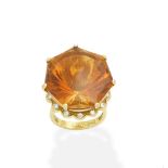 A citrine and diamond dress ring, by Geoffrey Rowlandson,