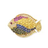 A gem-set fish brooch/pendant
