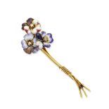 An enamel and diamond pansy brooch, by Theodore B. Starr,