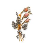 A conch pearl and diamond flower brooch,