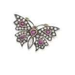 A ruby, emerald and diamond butterfly brooch,