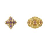 Two gem-set brooches (2)