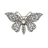 A diamond and ruby butterfly brooch, circa 1880