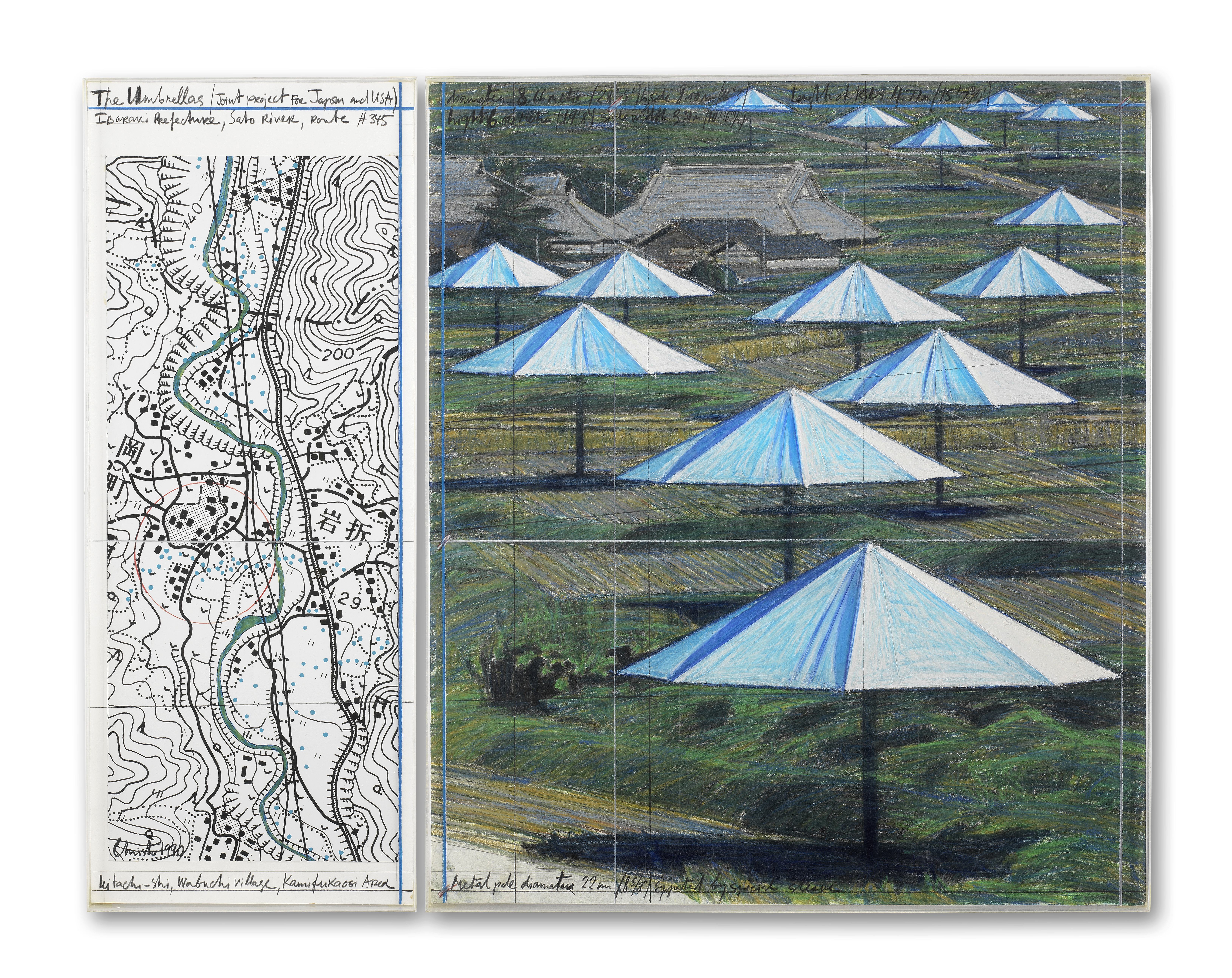 Christo (American, born 1935) The Umbrellas (Joint project for Japan and USA), in two parts1990