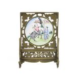 A bronze and Canton enamel small table screen Circa 1900