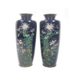 A mirrored pair of cloisonné-enamel vases Meiji era (2)