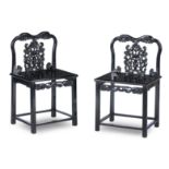 A pair of ebonised hardwood side chairs 19th century (2)