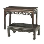 A hongmu kang table together with a hongmu side-table Late 19th/early 20th century (2)