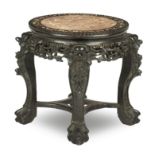 A hongmu jardinière stand with marble top 19th century