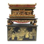 A gilt-lacquer wooden festival day shrine and cover 19th century