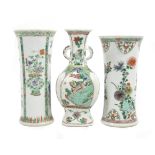 Three famille verte vases 18th century (3)