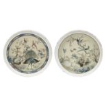 A pair of double-sided circular embroidered panels Early 19th century