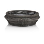 A shallow woven bamboo basket and mat Meiji era (4)