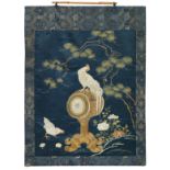 A fine silk embroidery of a rooster Meiji era