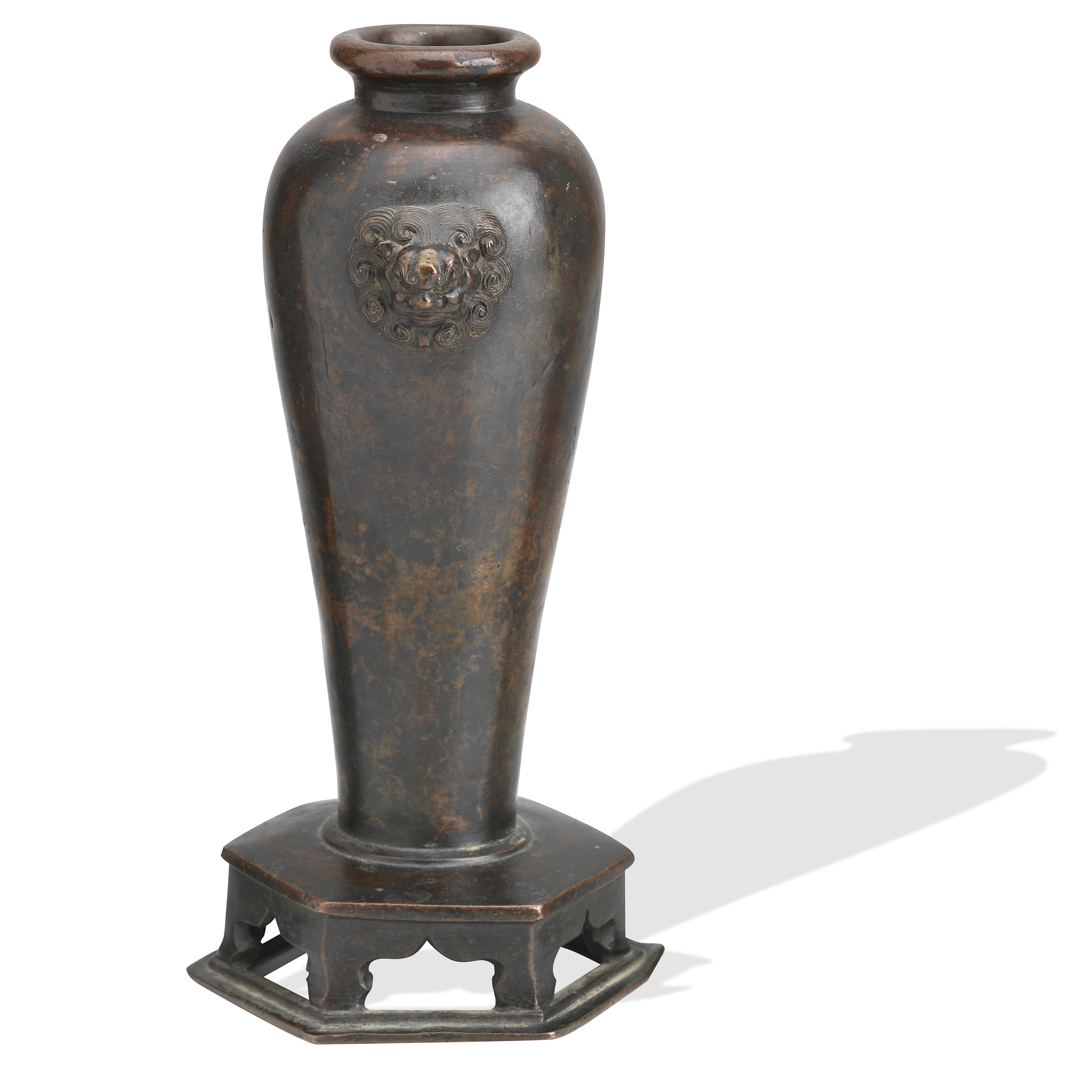 A bronze vase on integral stand 17th/18th century - Image 2 of 3