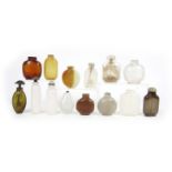 A group of glass snuff bottles Late Qing/Republic Period (14, plus assorted stoppers)