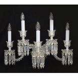 A pair of Baccarat cut and moulded clear glass five light wall appliques (2)