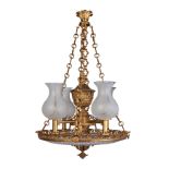 A gilt bronze four light Colza type plafonnier chandelier in the 19th century style