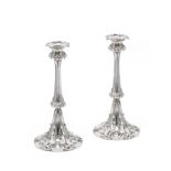 A pair of silver-plated candlesticks 19th century