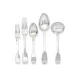 A group of Fiddle pattern silver flatware various makers, 1805 - 1859, some Exeter and Irish pieces