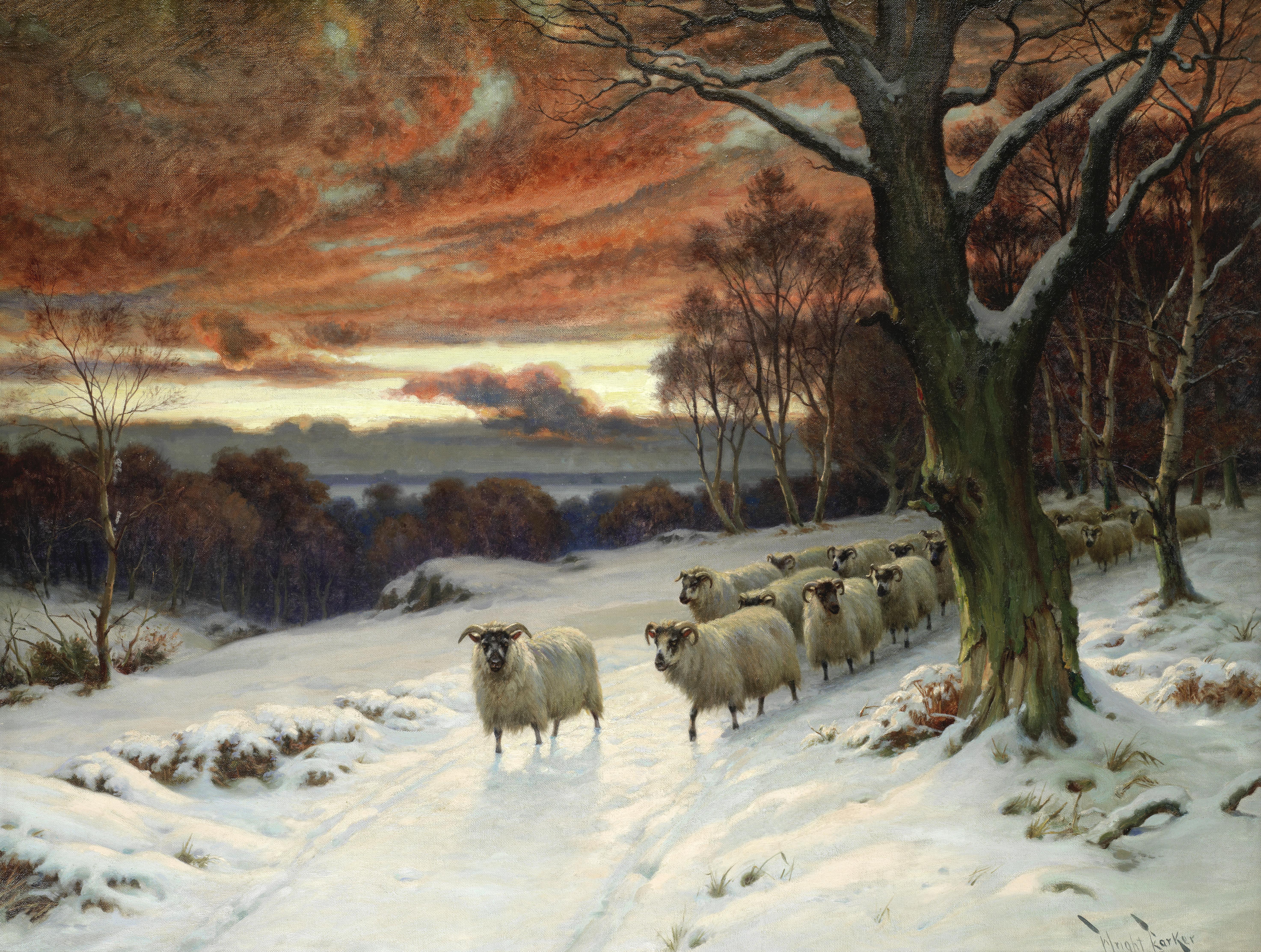 Wright Barker (British, 1863-1941) A winter's evening