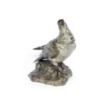 An Austrian cold painted bronze pigeon inkwell in the manner of Franz Xavier Bergmann (Austrian, ...