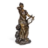 Emmanuel Villanis (French, 1858 -1914): A patinated bronze model of 'Melodie,'