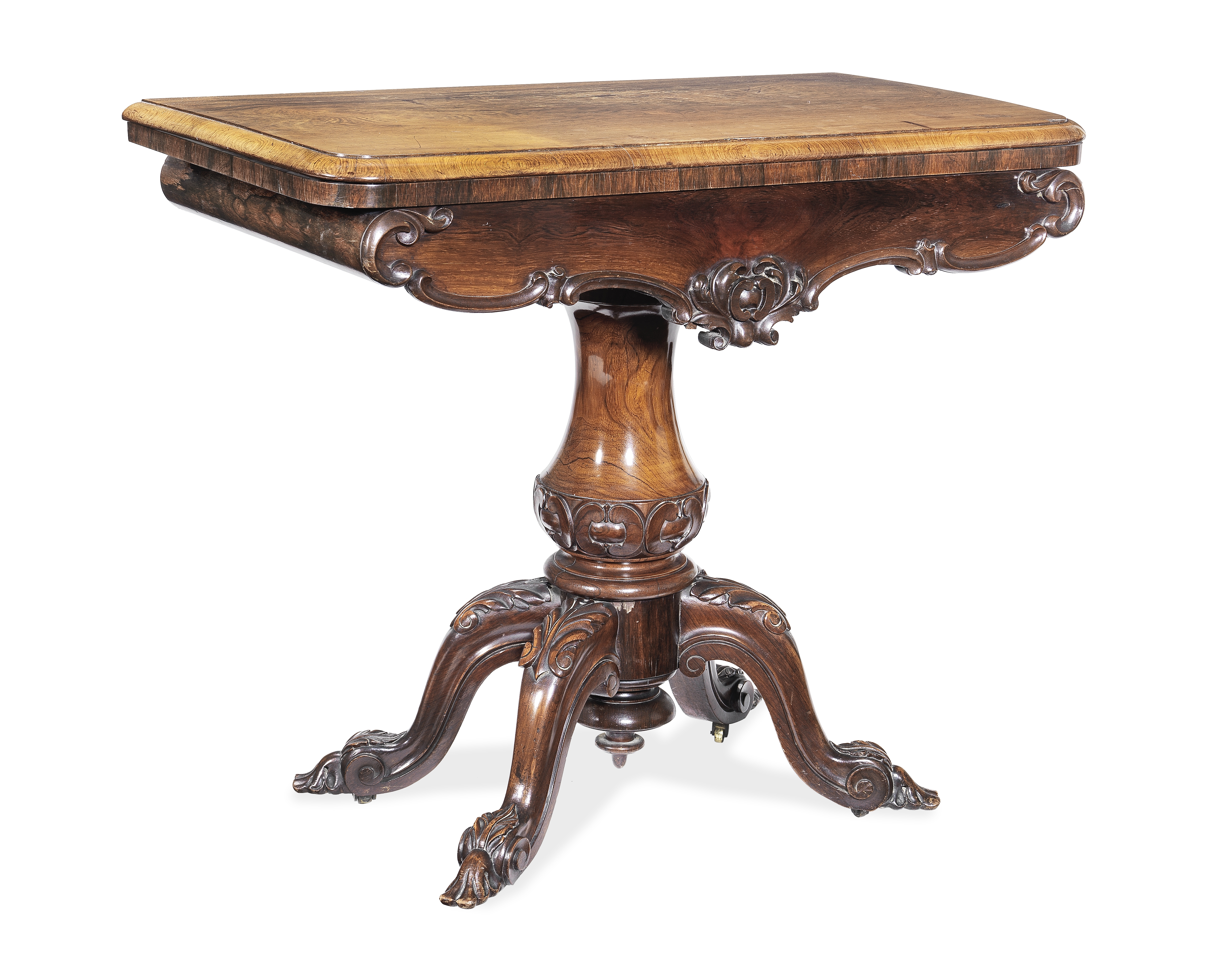 An early Victorian Rococo revival rosewood card table