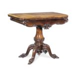 An early Victorian Rococo revival rosewood card table