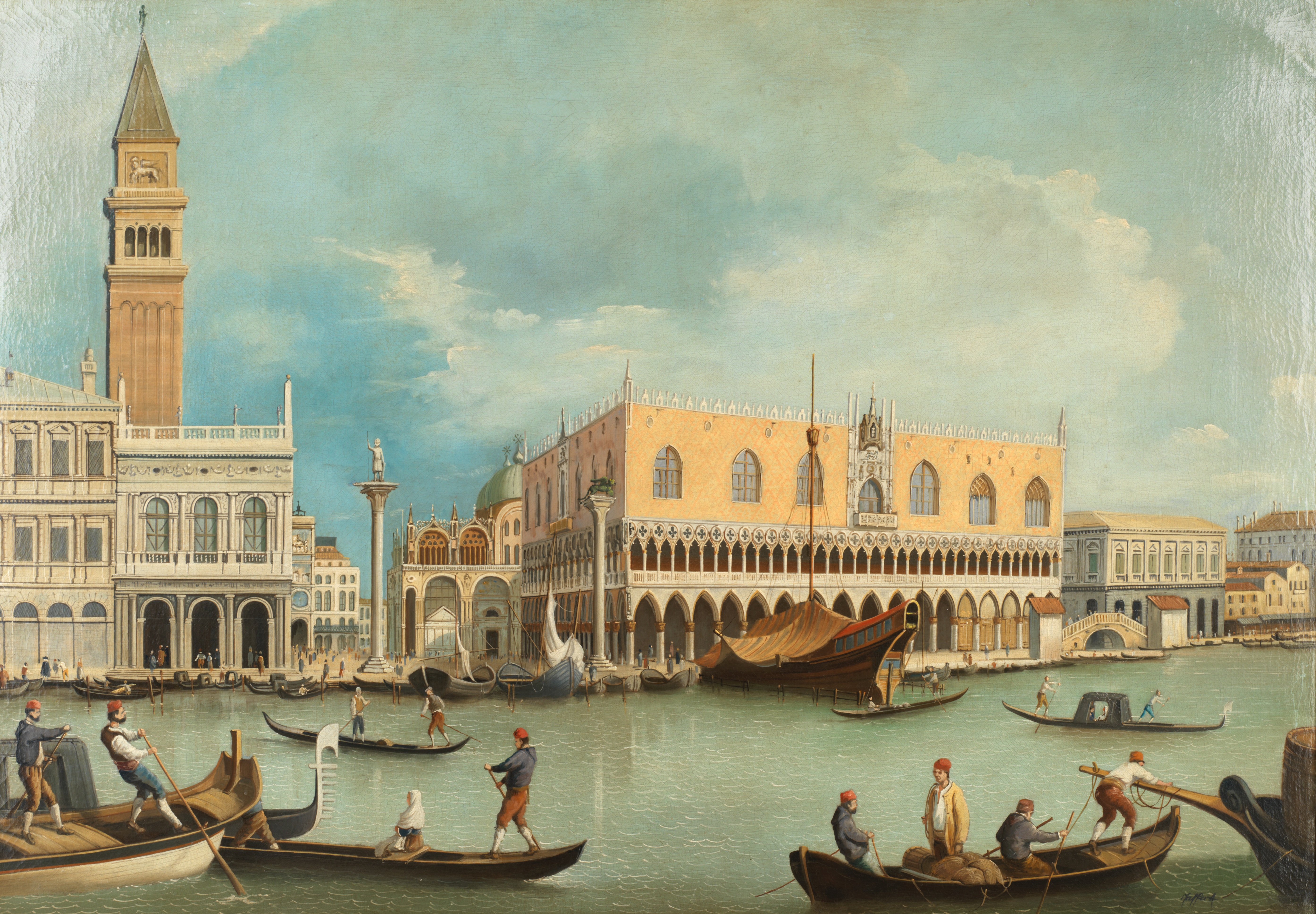 20th Century School Gondolas travelling past St Mark's Square; Gondolas on the Grand Canal, a pai... - Image 2 of 2