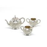 An Indian silver three-piece tea service unmarked, Lucknow circa 1890 (3)