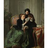 Jean-Baptiste Jules Trayer (French, 1824-1909) Two young ladies reading a letter
