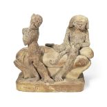 An interesting and amusing mid 19th century French terracotta comical animalier group of two monkeys