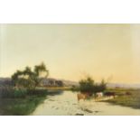 Edwin Henry Boddington (British, 1836-circa 1905) Tranquil river landscape; River landscape with ...