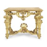 An Italian giltwood pier table possibly originally an early 18th century stand for a cabinet but ...