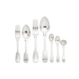 A group of Victorian Fiddle pattern silver flatware various makers, London 1841 to 1875