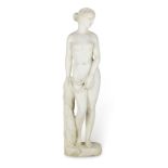 A decorative carved marble figure of a shackled female slave