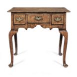 A George I burr elm and elm lowboy