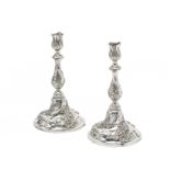 A pair of 18th century Swedish silver candlesticks Isak Sauer, Stockholm 1771 (2)